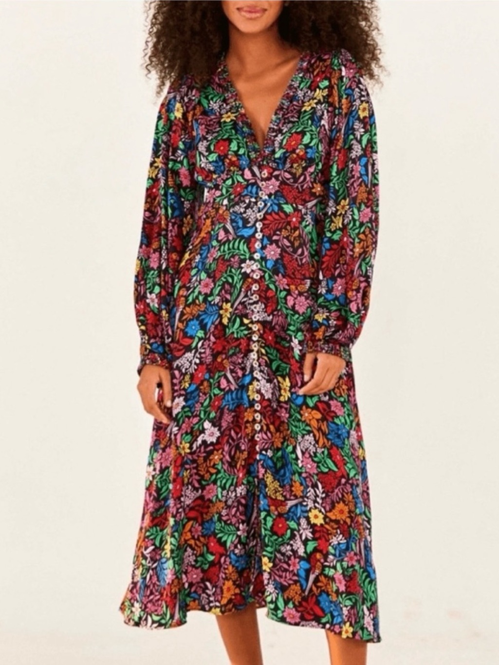 Nwot Farm Rio | Tropical Garden Lenzing Ecovero Viscose Midi Dress